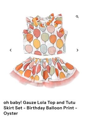 Girls Balloon Print Crop Top & Tulle Skirt Matching Set by oh baby!